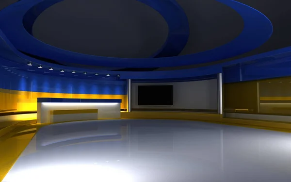 Fernsehstudio Ukraine Studio Mit Den Farben Der Ukrainischen Flagge Hintergrund — Stockfoto