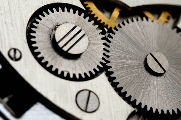 Clockwork Macro Shot Clock Mechanism Gears Artistic Blur — Stockfoto