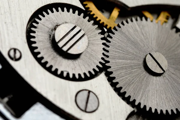 Clockwork Macro Shot Clock Mechanism Gears Artistic Blur — 스톡 사진