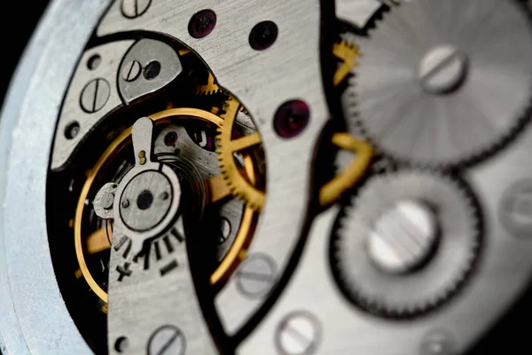 Clockwork Macro Shot Clock Mechanism Gears Artistic Blur — 图库照片#