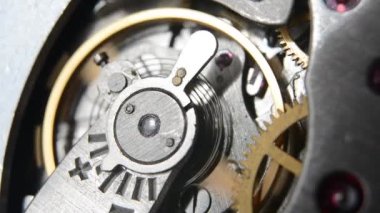 Clockwork. Clock. Macro shot of clock mechanism. Gears. Artistic blur