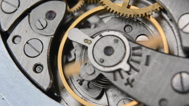 Clockwork Clock Macro Shot Clock Mechanism Gears Artistic Blur — Vídeo de stock