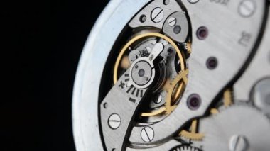 Clockwork. Clock. Macro shot of clock mechanism. Gears. Artistic blur