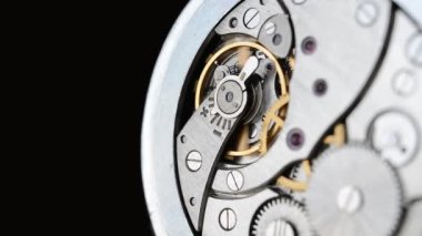 Clockwork. Clock. Macro shot of clock mechanism. Gears. Artistic blur