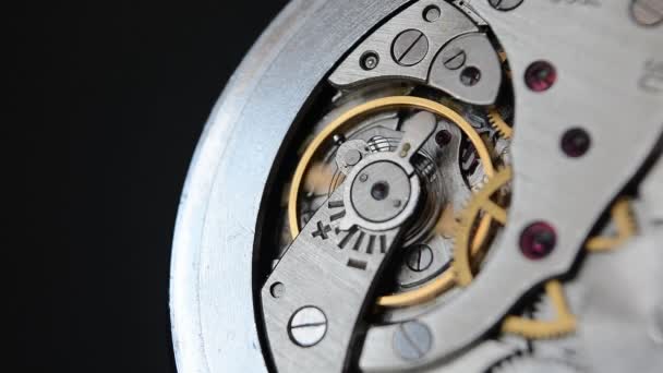 Clockwork Clock Macro Shot Clock Mechanism Gears Artistic Blur — Vídeos de Stock