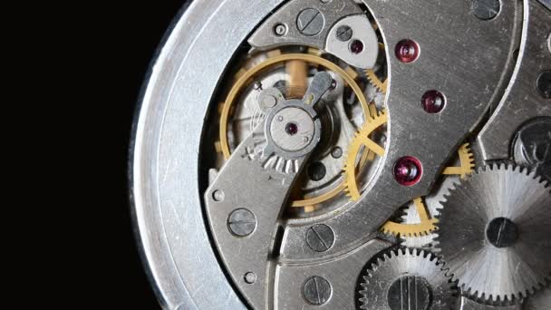 Clockwork Clock Macro Shot Clock Mechanism Gears Artistic Blur — Vídeos de Stock