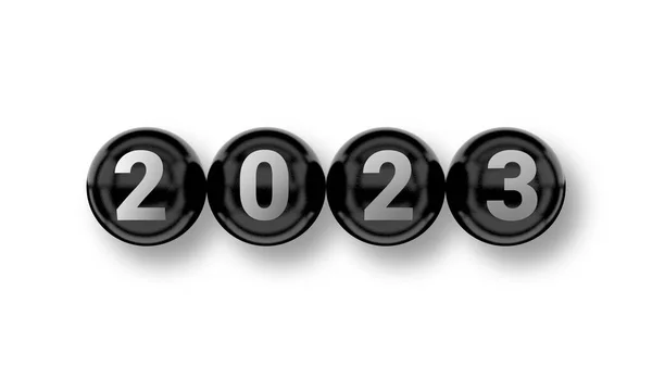 2023 New Year Christmas Two Thousand Twenty Three Black Balls — Stock Photo, Image