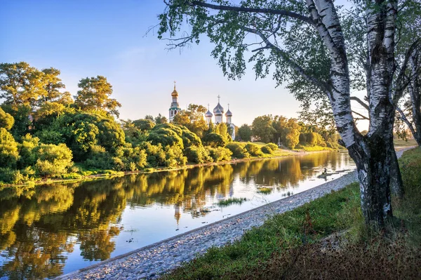 Kremlin Temples Reflection River Vologda Light Summer Evenin — Stock Photo, Image