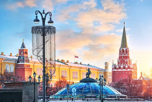 Trinity Tower Moscow Kremlin George Victorious Sunset — Stockfoto