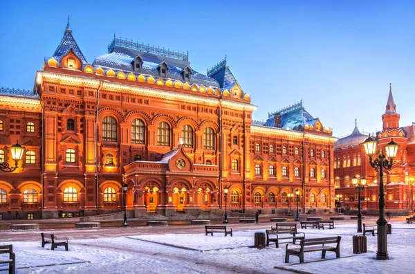 Historical Museum Moscow Kremlin Light Evening Illumination — Stock Photo, Image