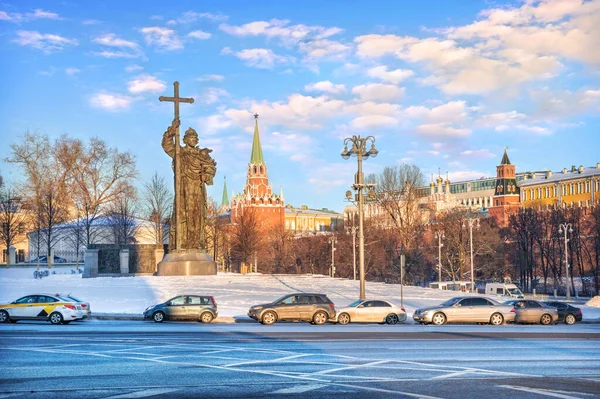 Monument Prince Vladimir Borovitskaya Square Kremlin Moscow — Stockfoto