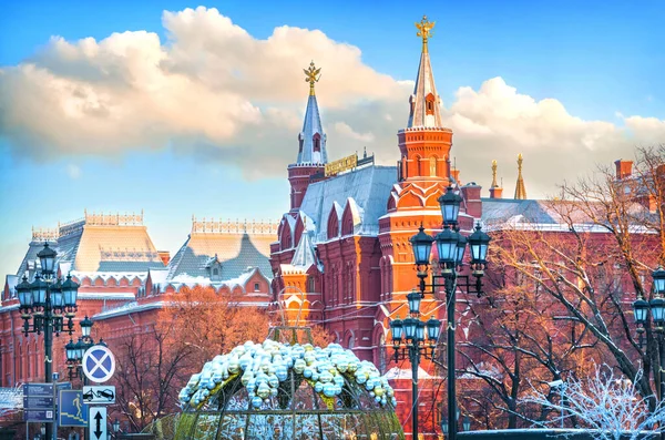Historical Museum Moscow Kremlin Lanterns Sunny Winter Evening — 스톡 사진