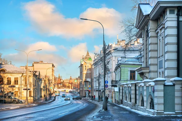Ancient Buildings Volkhonka Street Moscow Caption Kolymazhny Lane — стоковое фото