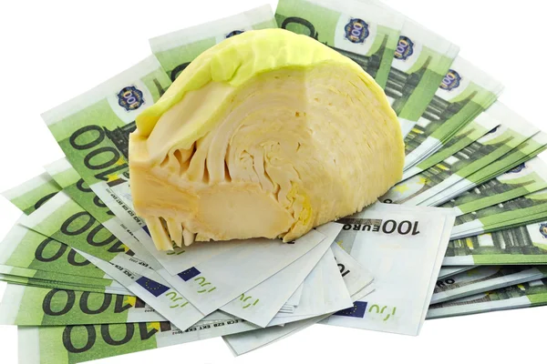 Cabbage on the money — Stock Photo, Image