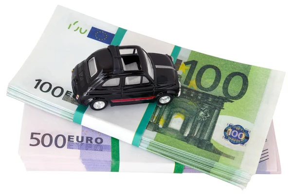 Toy car on money — Stock Photo, Image