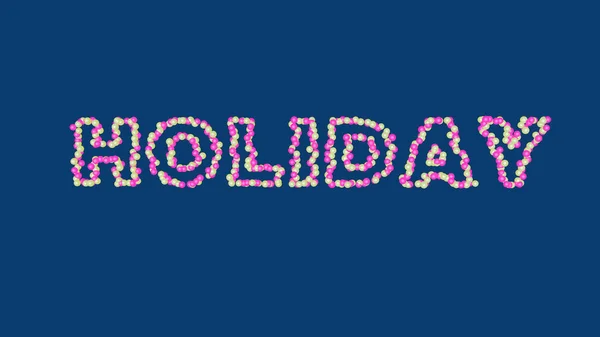 Napis Holiday Wielobarwnych Kulek Ciemnoniebieskim Tle — Zdjęcie stockowe