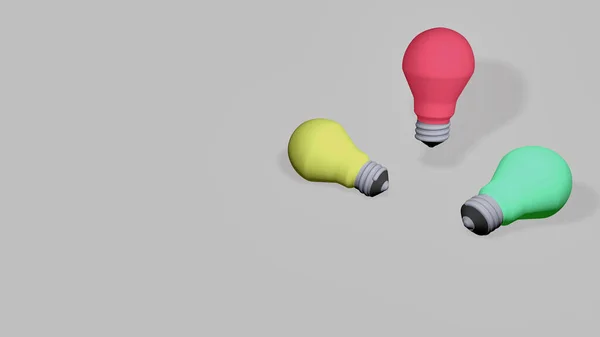 Illustration Multi Colored Light Bulbs Light Background Empty Space Insertion — Stock Photo, Image
