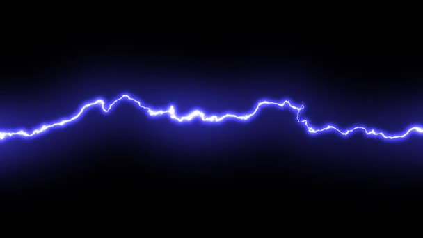 Электрическая Молния Черном Фоне Сильный Светящийся Разряд Бланк Дизайна Пустым — стоковое видео