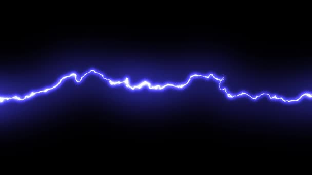Электрическая Молния Черном Фоне Сильный Светящийся Разряд Бланк Дизайна Пустым — стоковое видео