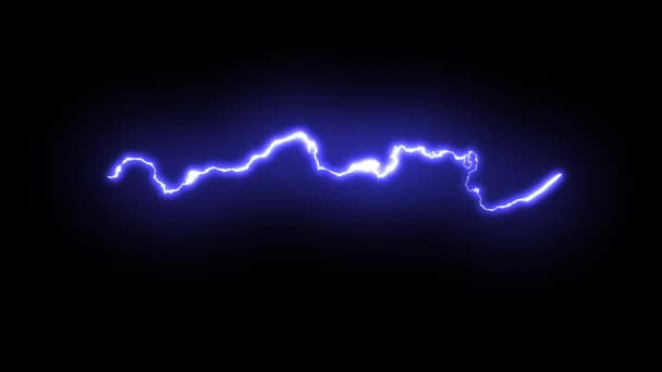 Electric Lightning Black Background Strong Luminous Discharge Blank Design Empty — Videoclip de stoc