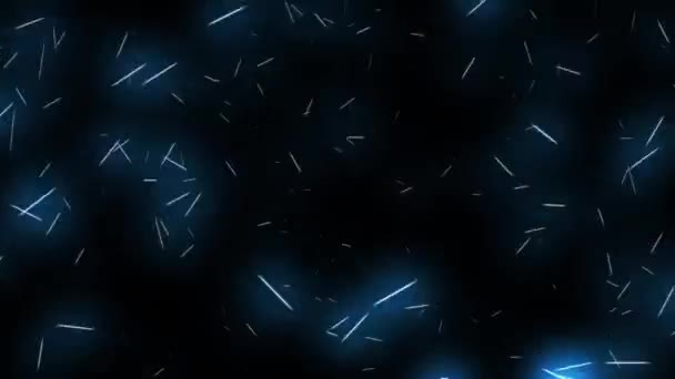 Хаотичний Рух Світлових Частинок Чорному Тлі Цифровий Анімований Фон Сині — стокове відео