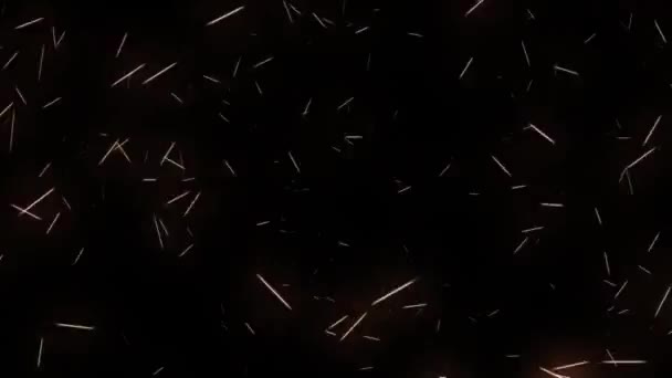 Chaotic Movement Luminous Particles Black Background Digital Animated Background Orange — Stockvideo