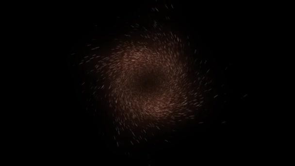Обертання Яскравих Пекучих Частинок Чорному Тлі Порожнім Місцем Вставки Графічний — стокове відео