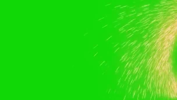 Obracające Się Iskry Zielonym Tle Animowane Tło Ruchomymi Jasnymi Cząstkami — Wideo stockowe