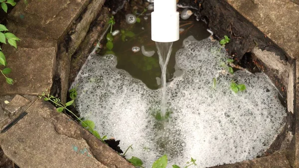 Acque Reflue Scaricano Tubo Drenaggio Inquinamento Delle Risorse Idriche — Foto Stock