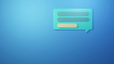 Mesaj sohbetinin üç boyutlu grafiksel animasyonu. Kademe kademe görünüş ve kademeli yükselme hareketi.