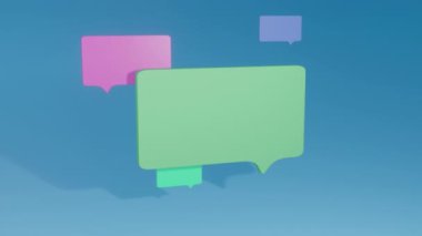 Alçalma, renkli balonlu mesajlaşma sohbet barları. Grafiksel canlandırma, 3D canlandırma.