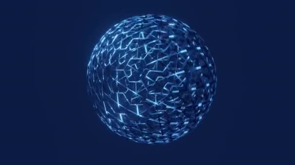 由相互交织的金属线组成的球体被光照亮 在3D空间中旋转 动画抽象运动 — 图库视频影像