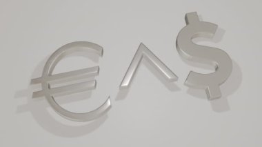 Dolar karşısında avro döviz kuru dalgalanmasını gösteren grafiksel animasyon. Bu para birimlerinin sembolleri arasında, matematiksel işaret az çok büyüktür..