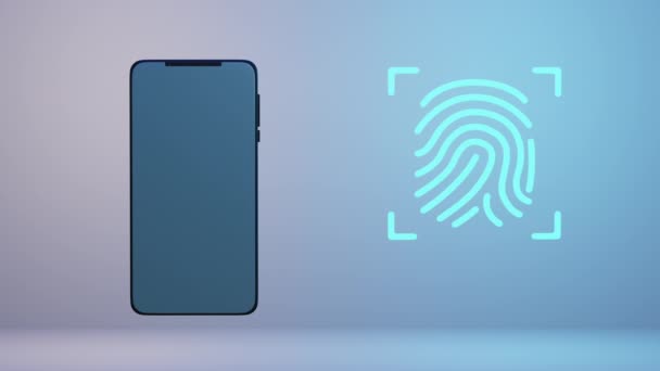 Concept Digital Security Protection Smartphone Using Fingerprint Scanner Animation — Stockvideo
