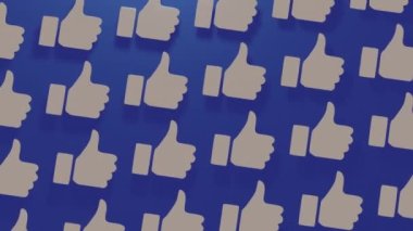 Looped animated background of raised thumb. Gesture of approval on social media. Leisurely movement of many signs.