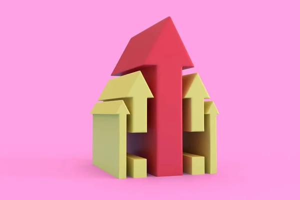 House Form Arrows Space Increase Prices Real Estate Rental Housing — ストック写真