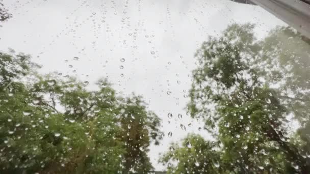 View Glass Rainy Weather Raindrops Glass — Video