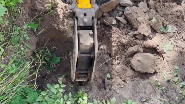 Operation Jackhammer Located Excavator Mechanical Equipment Digging Trenches — Wideo stockowe