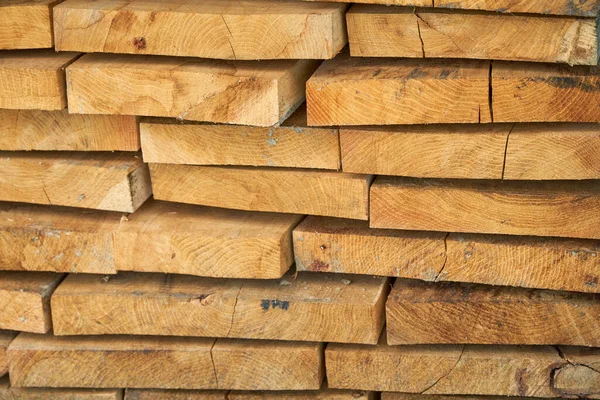Timber Warehouse Flat Boards Stacked Row — Stock Photo, Image