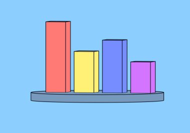 Çizgi film tarzı göstergeler grafiği. Farklı renkte gösterge çubukları..