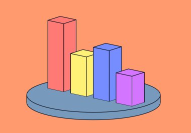 Çizgi film tarzı illüstrasyon, büyüme ve düşüş göstergeleri grafiği..