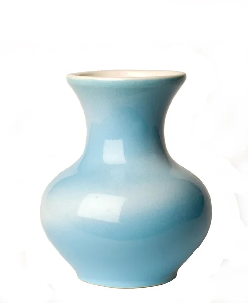 Blå vas på en vit bakgrund Stockfoto