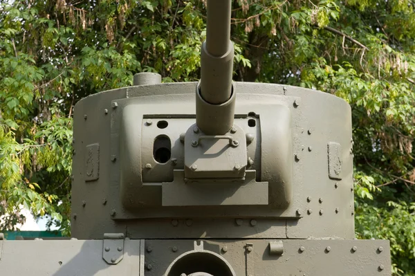 Soviet historical tower of light tank T-26 in the Central Museum of the armed forces, side view — Stock Photo, Image