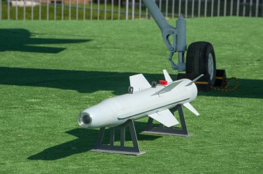 Zhukovsky, RUSSIA - 28 Ağustos 2019: Rusya 'nın Zhukovsky kentinde düzenlenen MAKS-2019 Uluslararası hava gösterisinde Çin yüksek irtifa füzesi UAV Wing Loong II' yi vurdu.