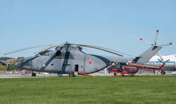 Zhukovsky Russie Août 2019 Hélicoptère Gris Transport Militaire Lourd Soviétique — Photo