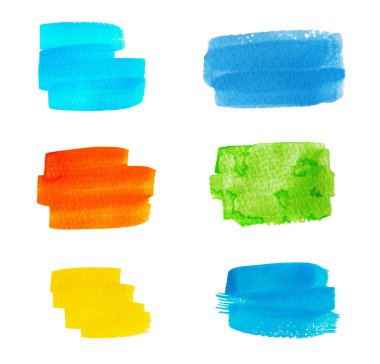 Tasarımınız için beyaz arkaplanda el çizimi suluboya şekli izole edildi. Yaratıcı soyut renk arkaplanı ve kağıt dokusu.