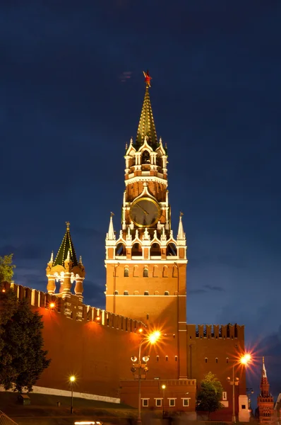 Spasskaja Turm in der Nacht — Stockfoto