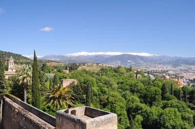 Granada, İspanya. şehir ve dağ alhambra görüntüleyin