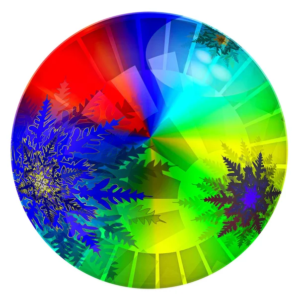 Elemento de design círculo multicolor ano novo com flocos de neve isolados na ilustração branca — Fotografia de Stock