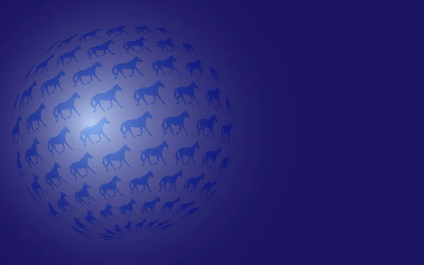 Sphère de chevaux de course motif illustration sur le fond bleu — Photo